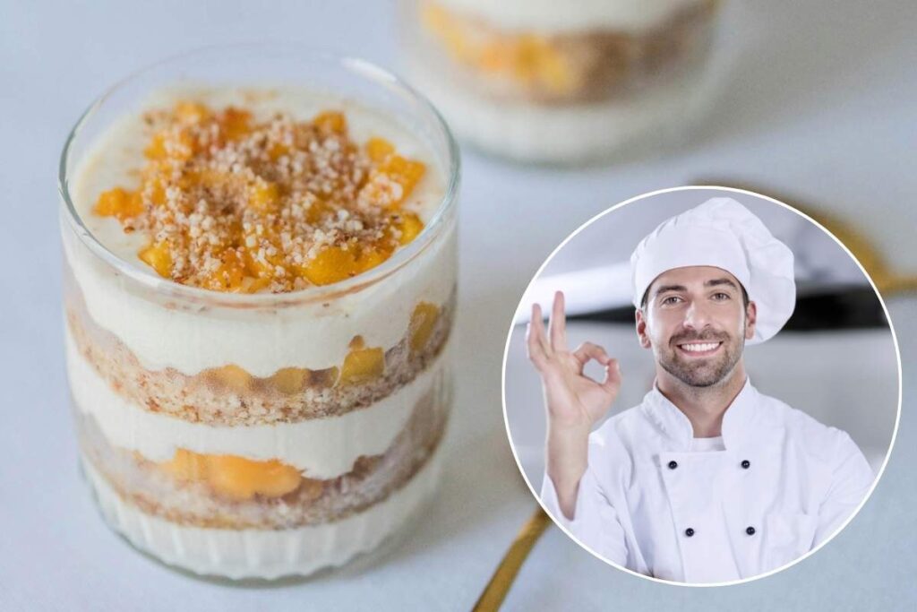 Dolce nel bicchiere e chef