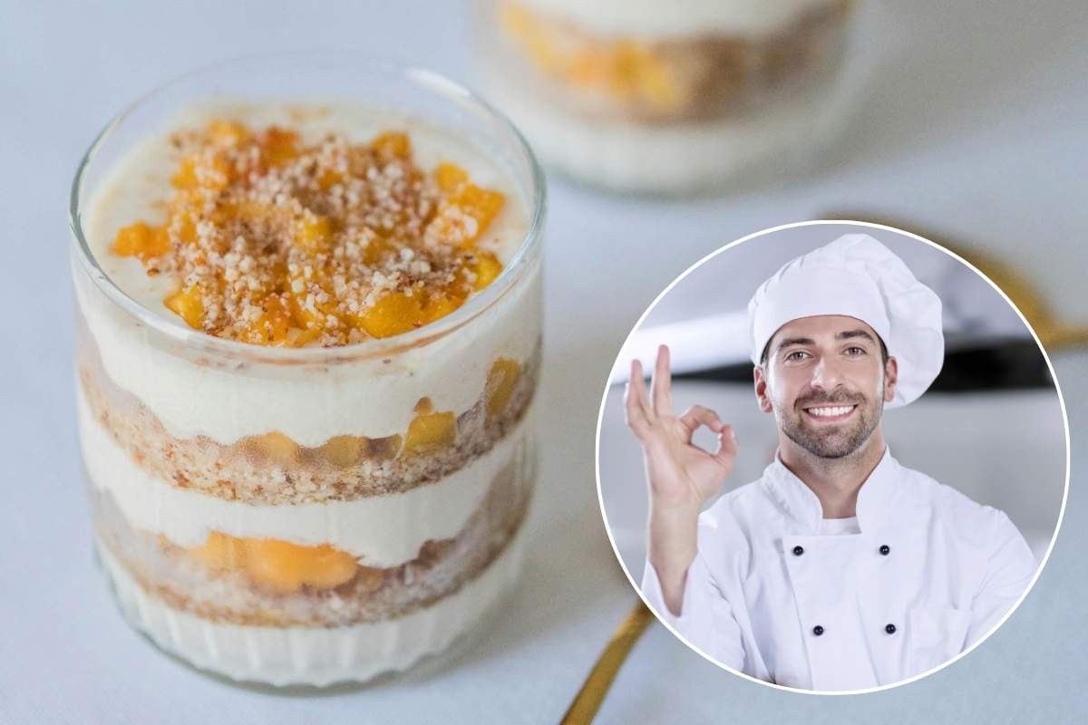 Dolce nel bicchiere e chef