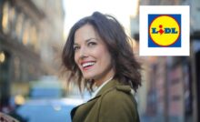 donna che sorride e logo del lidl