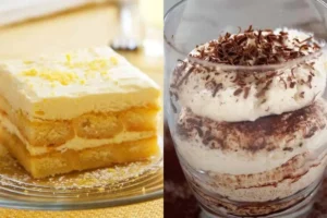 a sinistra tiramisù al limone, a destra fit