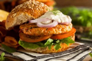 panino con hamburger di salmone