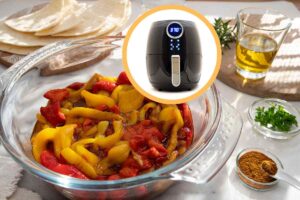 peperoni in un piatto friggitrice ad aria