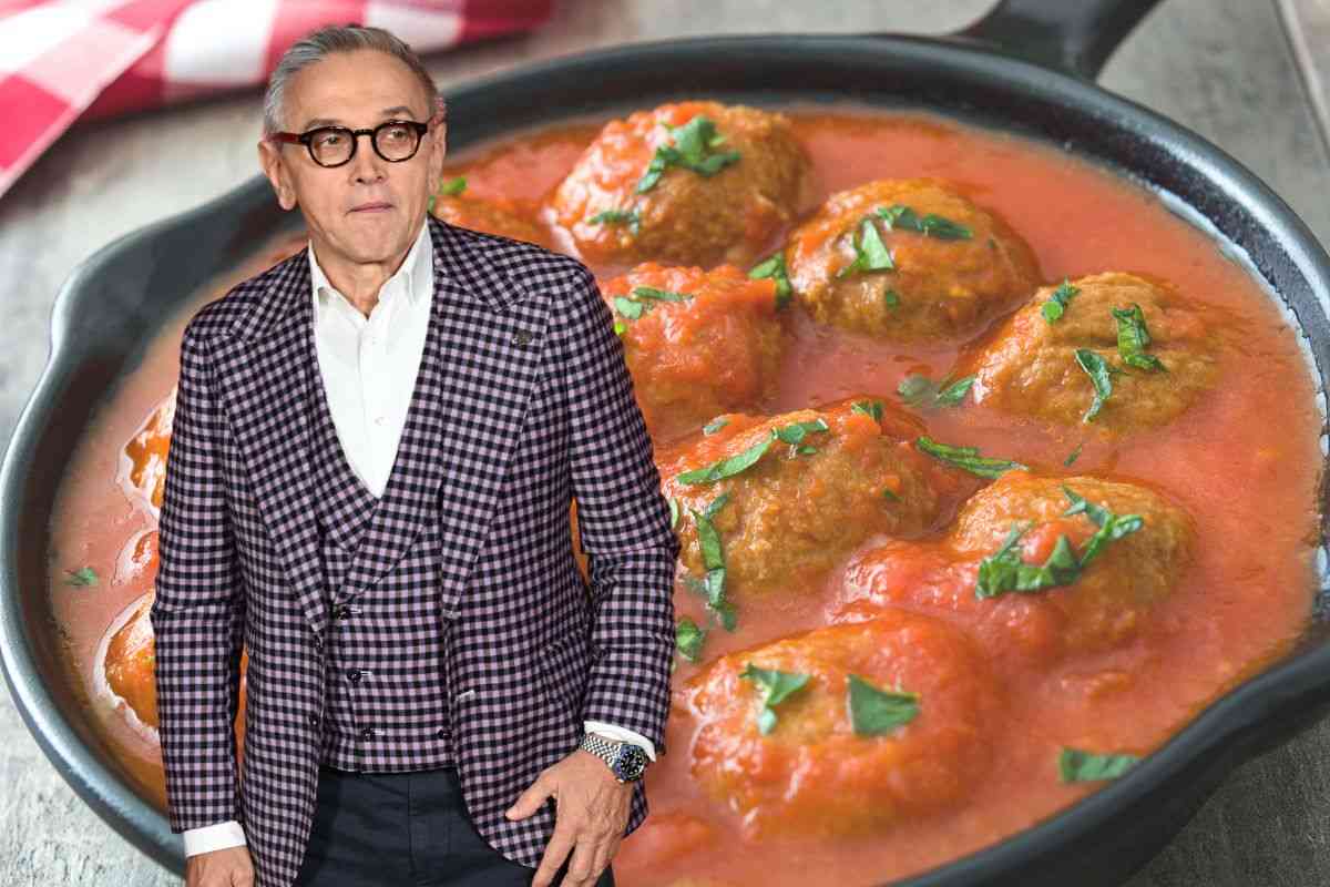 bruno barbieri e le polpette in una padella