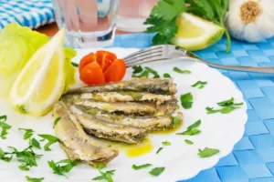 Alici marinate nel piatto