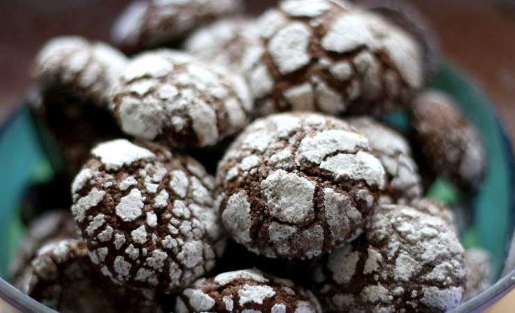 biscotti al cioccolato con zucchero a velo