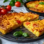torta di riso con pomodorini sopra ad un piatto