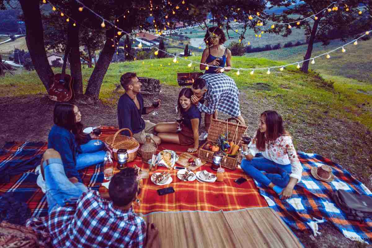 un picnic con molti ragazzi