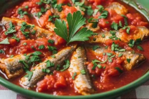 Pentola con sugo e acciughe