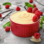 Budino alla vaniglia con lamponi