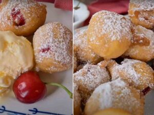 frittelle di ciliegie con gelato