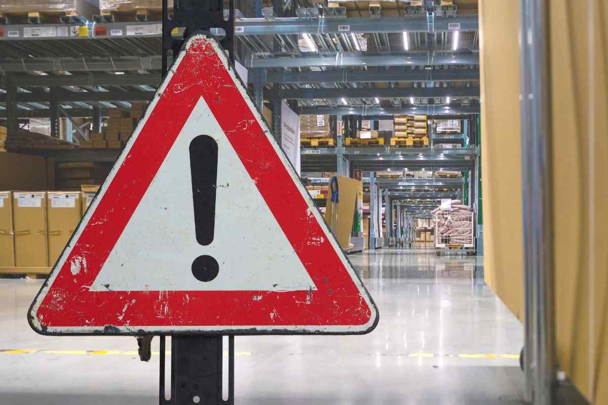 magazzino ikea e segnale di pericolo