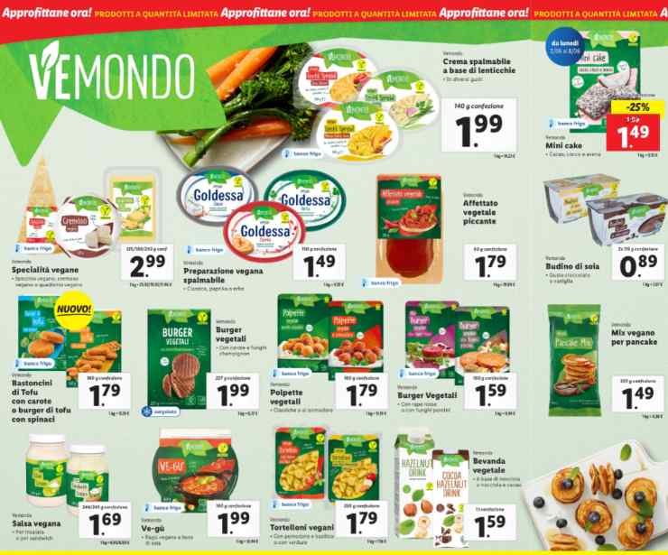 volantino lidl con prodotti vegani