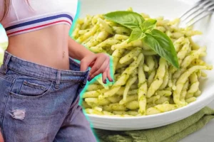 pasta al pesto ragazza dimagrita