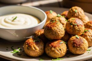polpette con salsa di formaggio