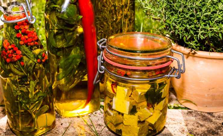 barattolo di formaggio sott'olio
