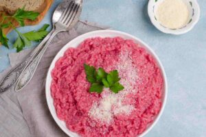 Risotto fucsia con menta