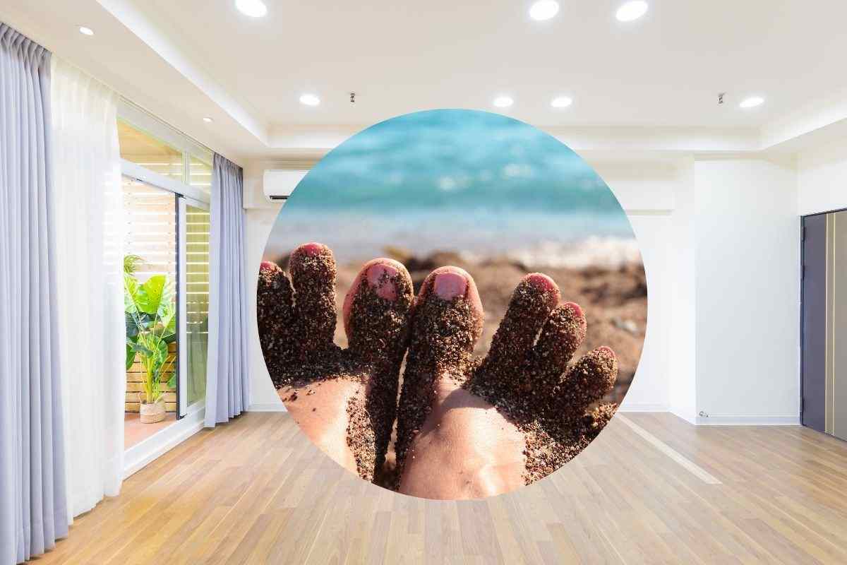 casa e piedi con la sabbia