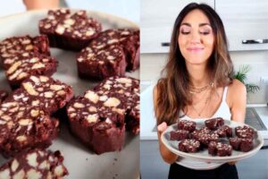 un salame di cioccolato e una ragazza