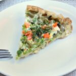 fetta di torta salata su un piatto con accanto una forchetta