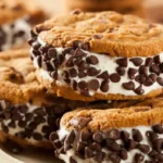 Tre biscotti gelato con gocce di cioccolato