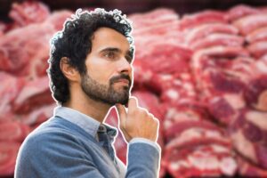 uomo pensieroso e carne