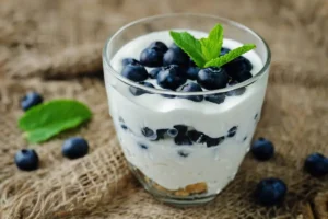 coppetta con yogurt e mirtilli