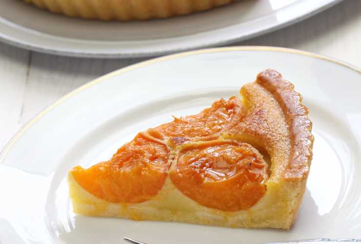 fetta di crostata di albicocche e pesche