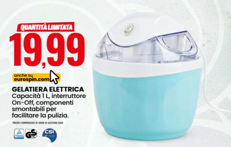gelatiera elettrica azzurra