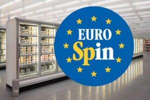 gelato nel frigo e logo eurospin