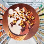 corsia supermercato e un cono gelato