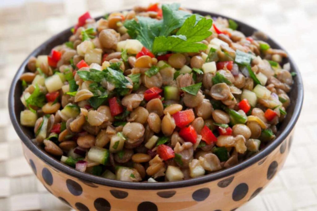 insalata di lenticchie con verdure
