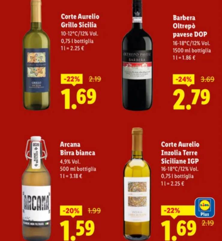 Screen volantino Lidl sezione vini