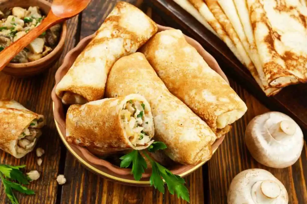 Ciotola con cannelloni di crespelle e verdure