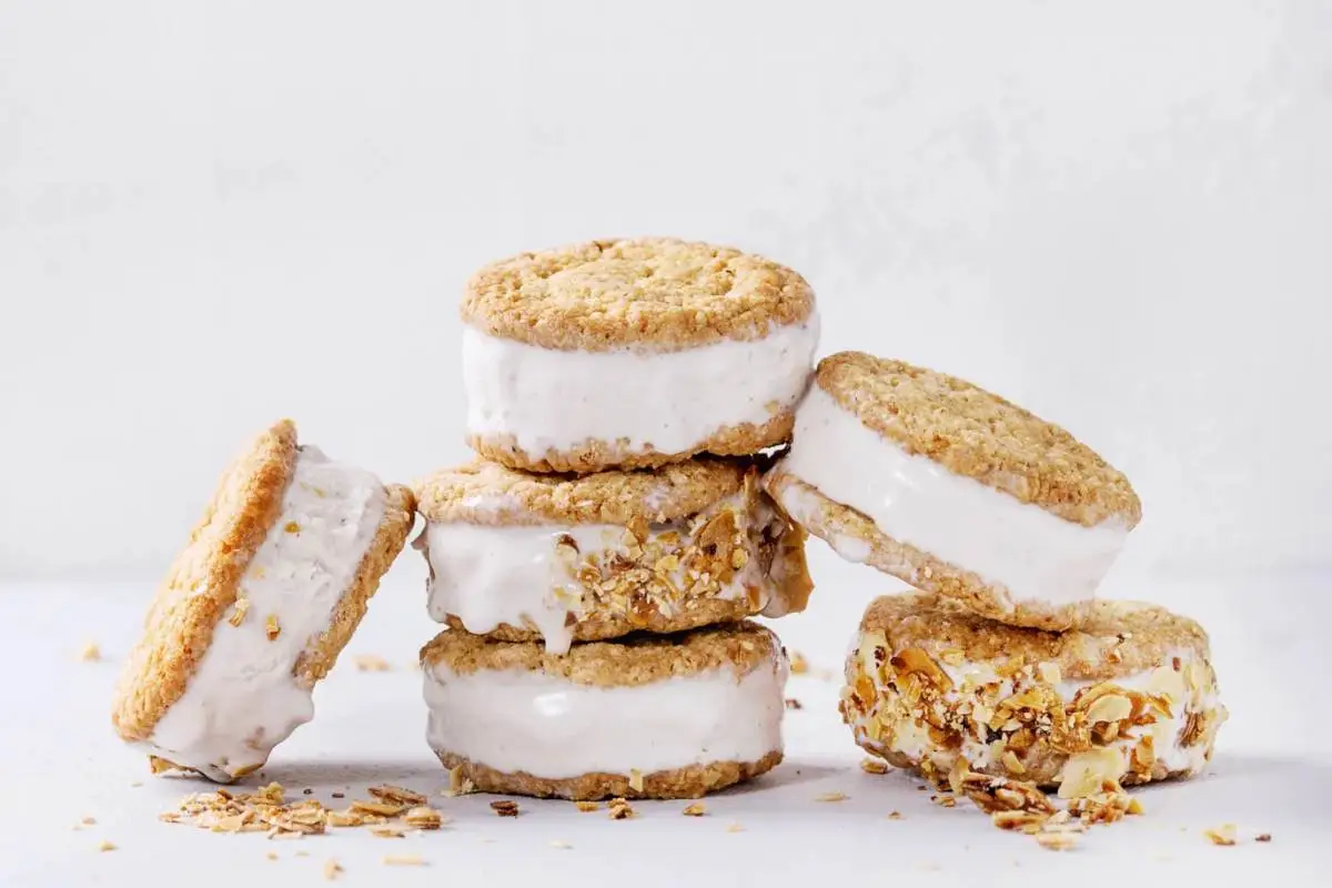 Biscotti gelato sparsi con vaniglia e frutta secca