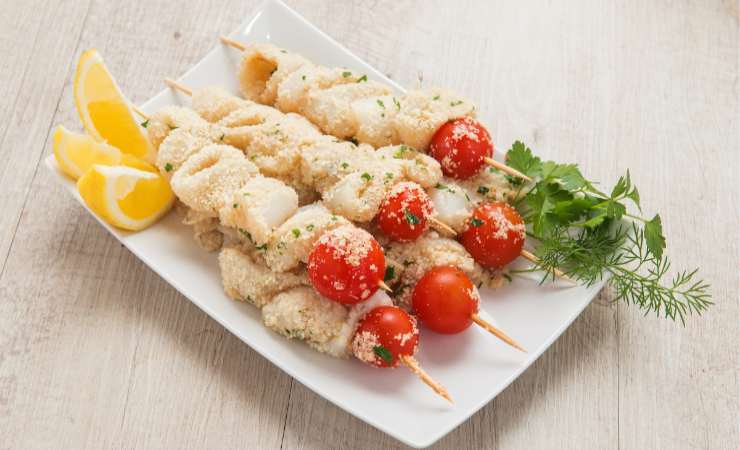spiedini di totani gratinati