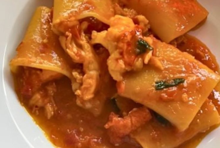 paccheri al sugo di rana pescatrice