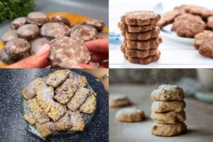 quattro tipi di biscotti in diversi riquadri