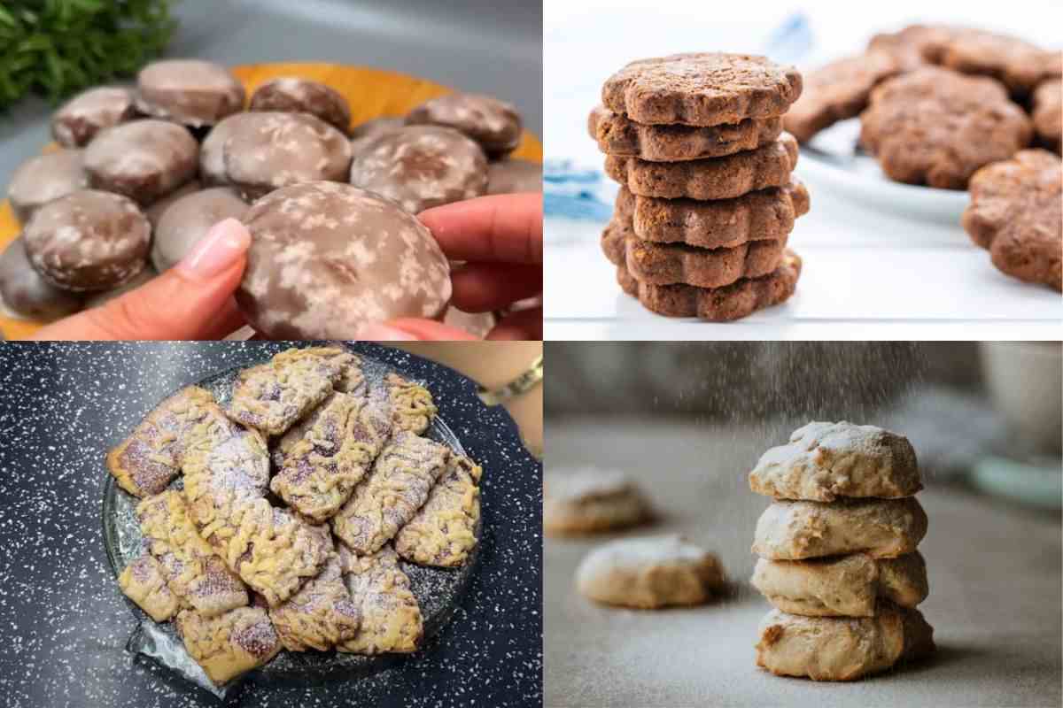 quattro tipi di biscotti in diversi riquadri