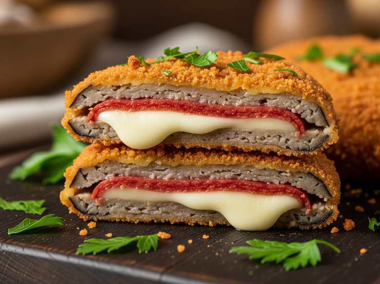 cotolette di melanzane farcite con provola e salame