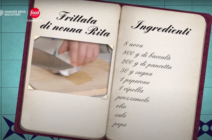 screen del programma sugli ingredienti della frittata