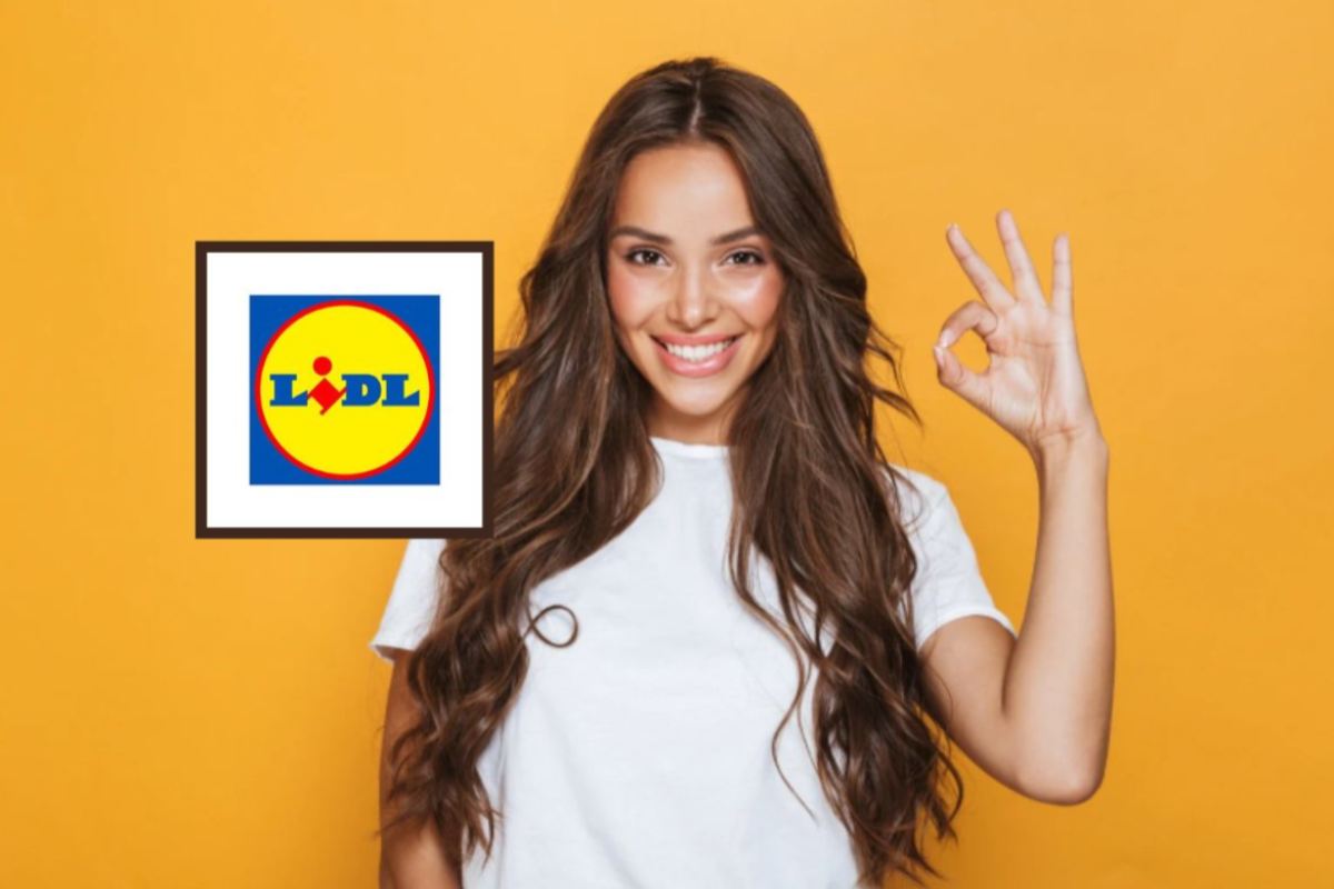 donna che sorride e fa ok con le dita e logo lidl