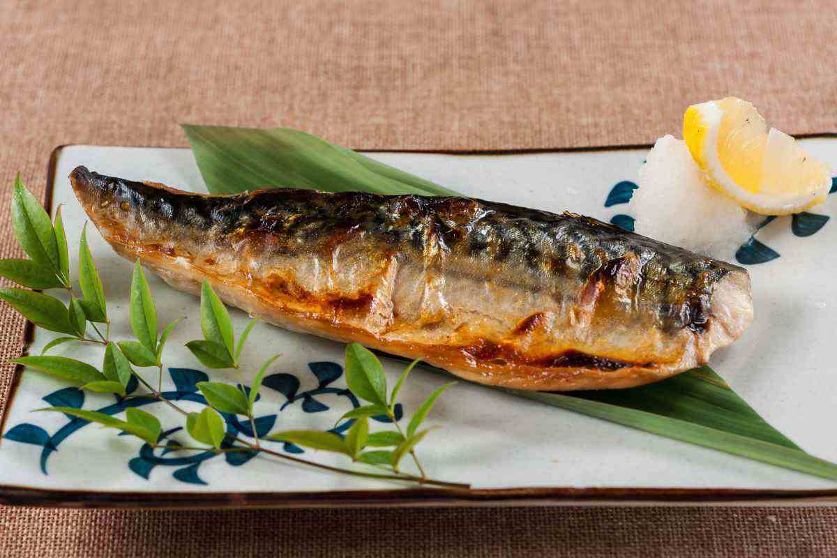 uno sgombro grigliato nel piatto