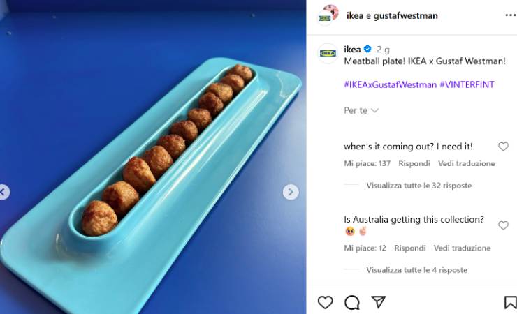post di Ikea con il piatto per polpette