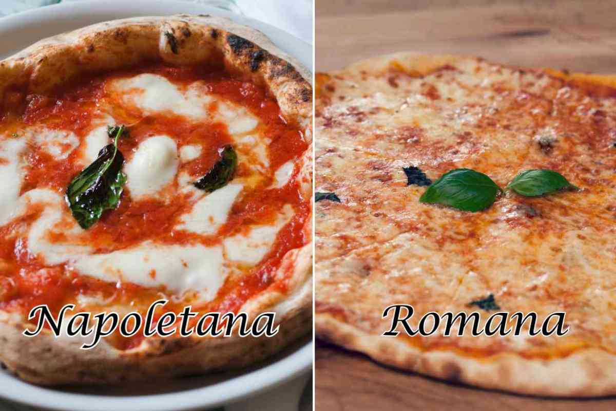 collage due pizze margherite e scritte