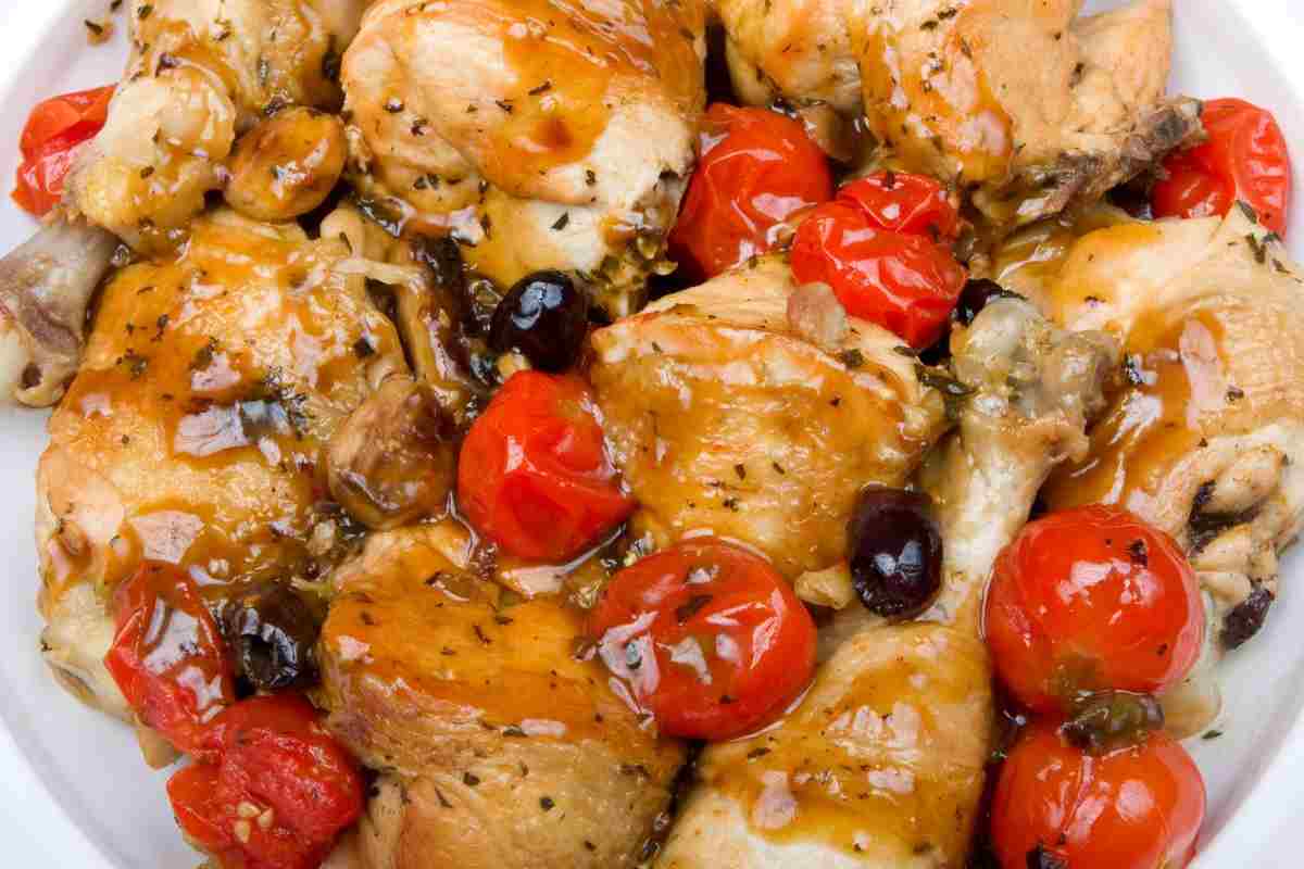 pollo con olive e pomodorini