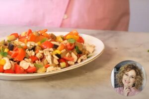 foto di natalia cattelani e pollo con verdure