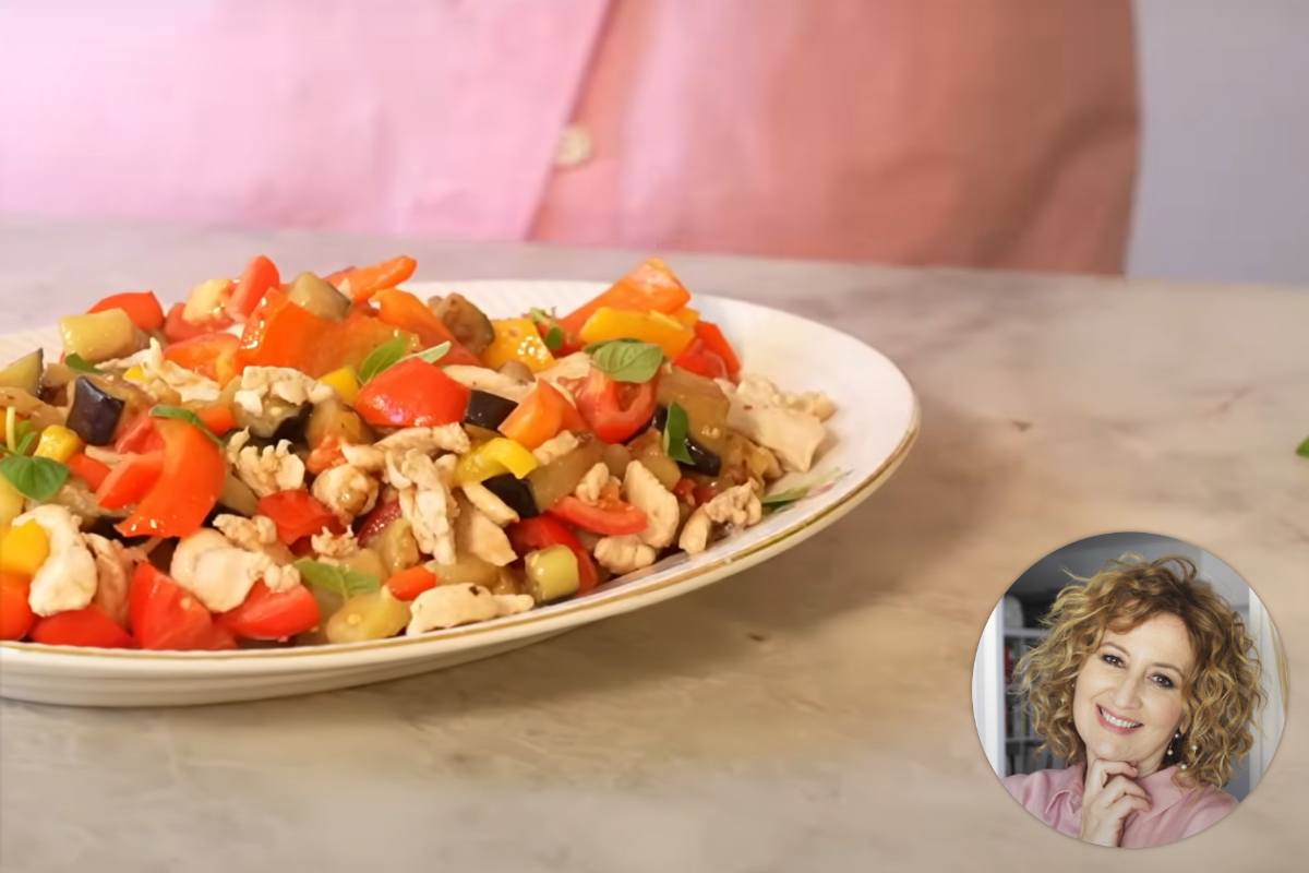 foto di natalia cattelani e pollo con verdure