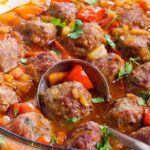 polpette in agrdolce con i peperoni e prezzemolo