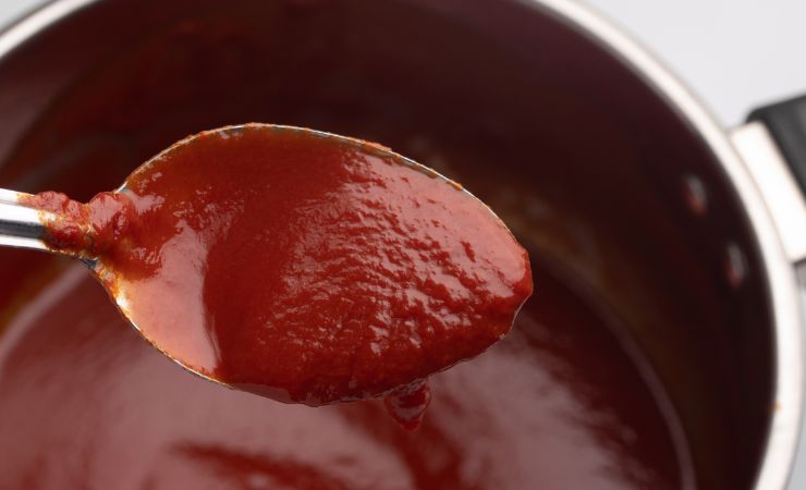 pentola con salsa di pomodoro