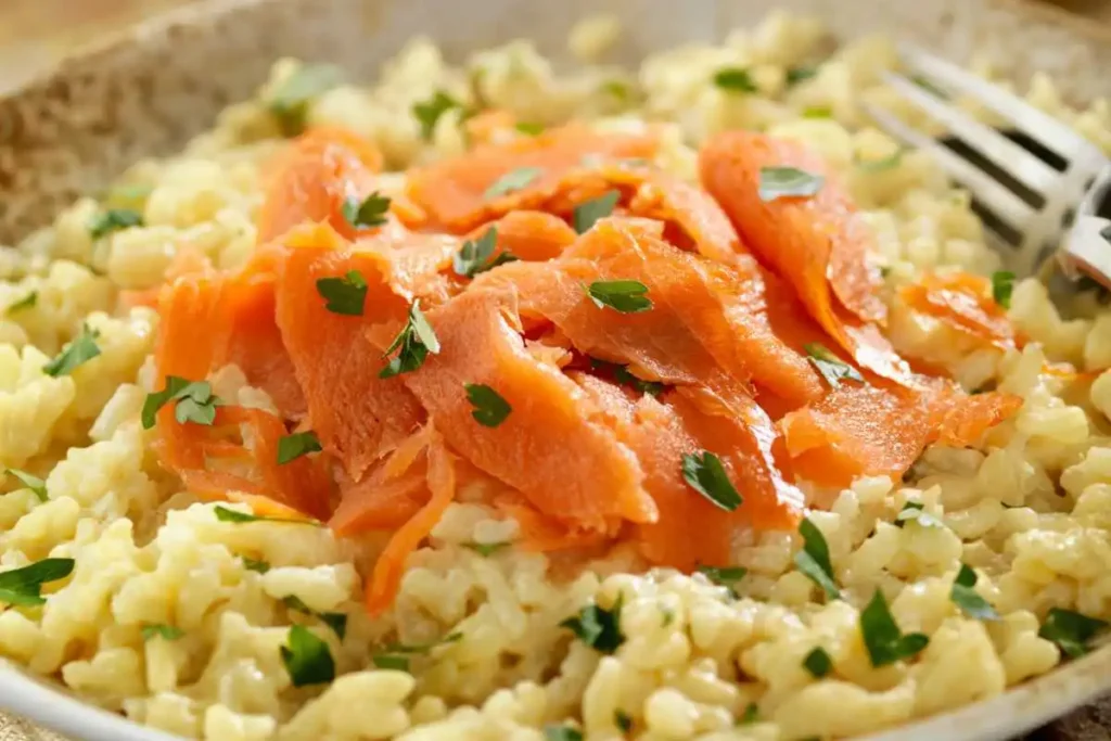 risotto salmone affumicato e menta
